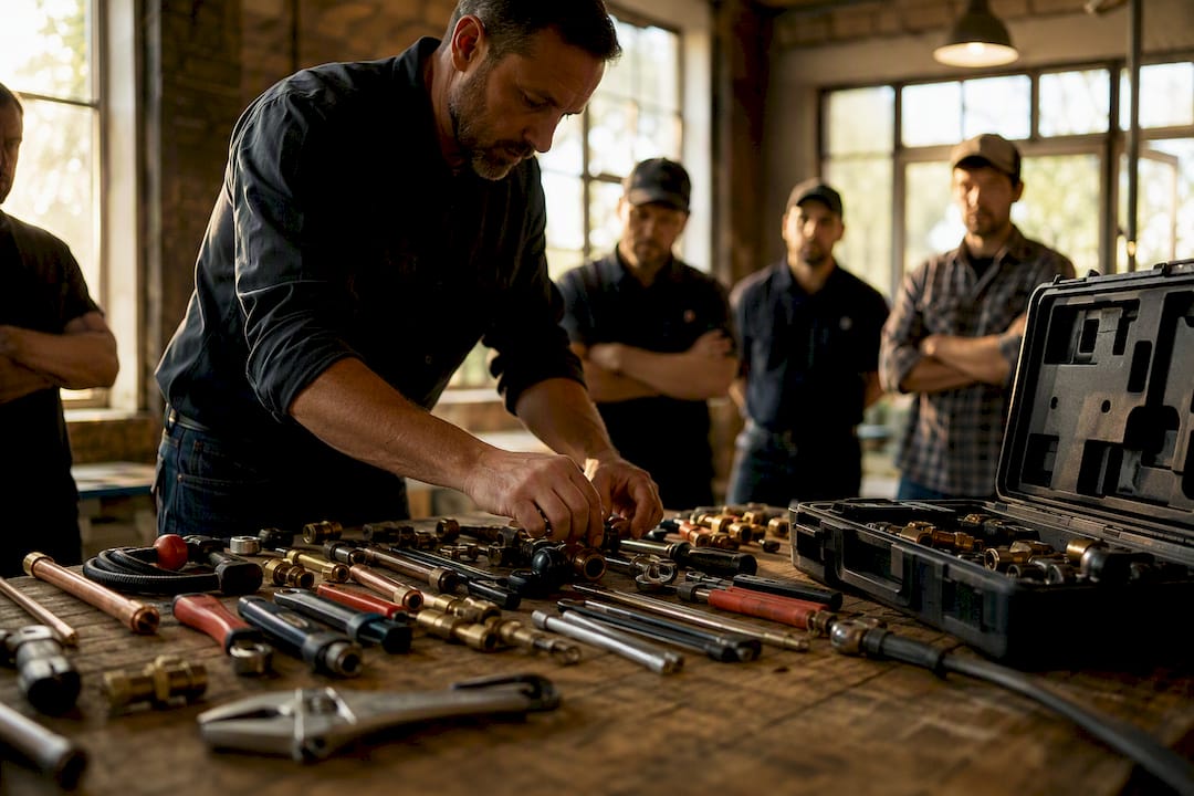 Service manager assembling tool kit during training