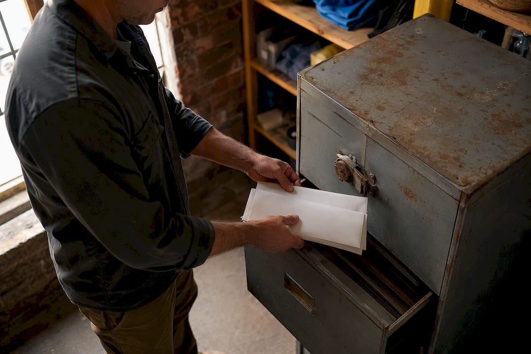 Locked metal cabinet for secure data storage