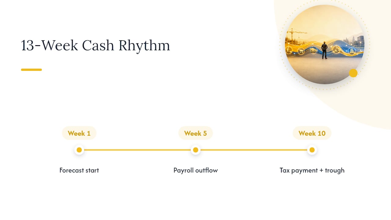 Thirteen-week forecast with scheduled tax outflow