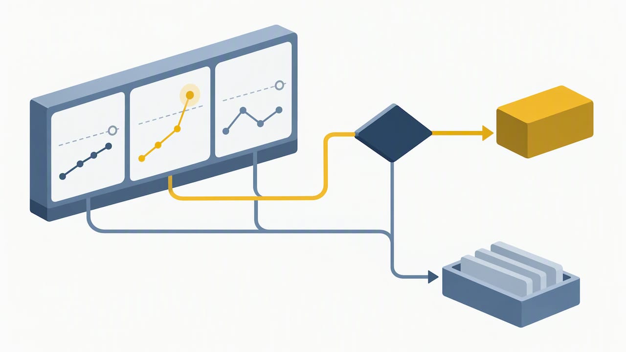 Metrics filtered into decisions and action status