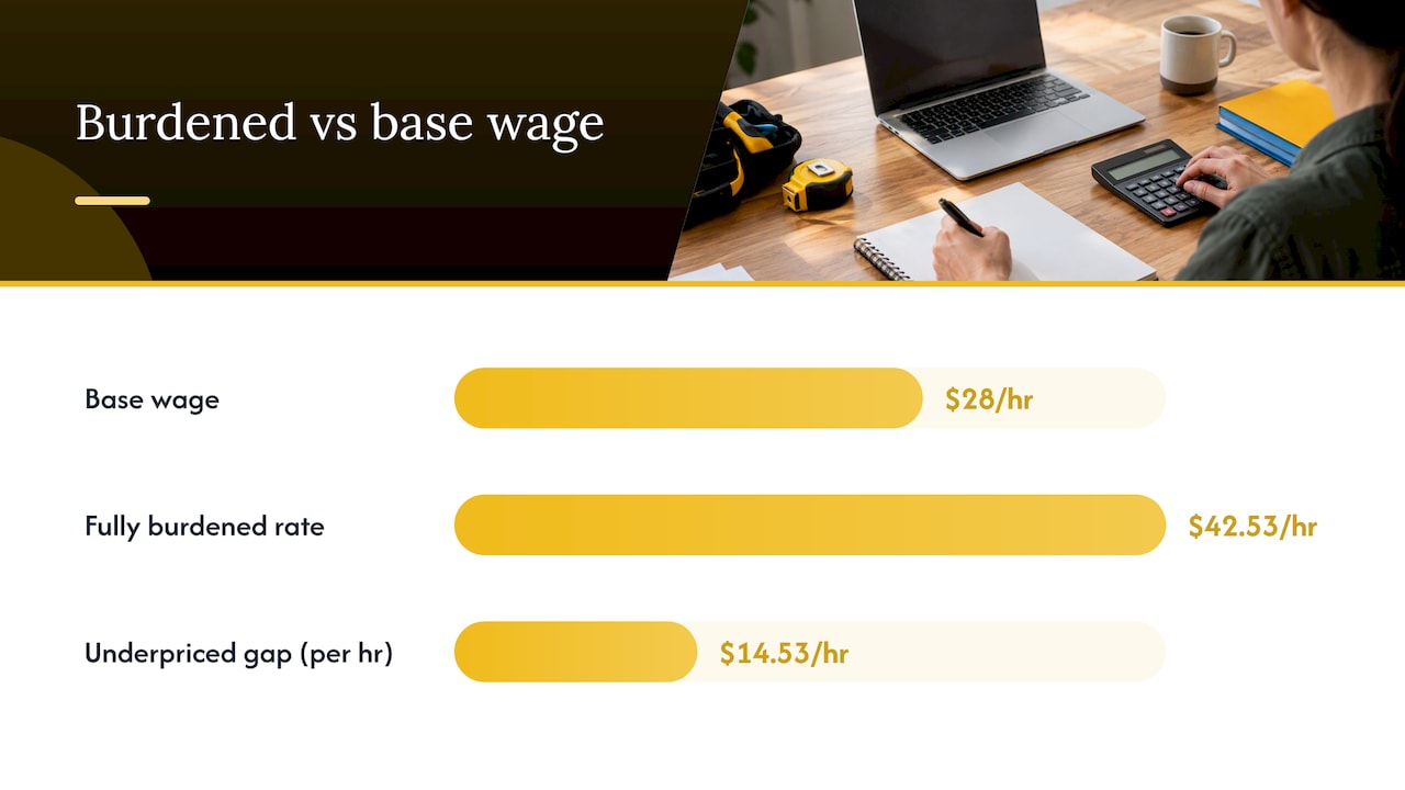 Comparison of base and burdened labor costs