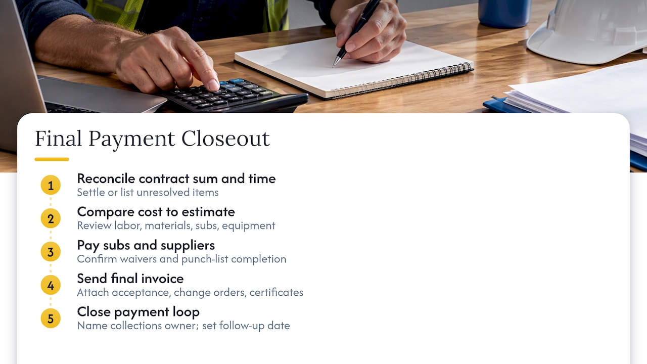 Step 5: Reconcile the money before the final invoice — overview diagram